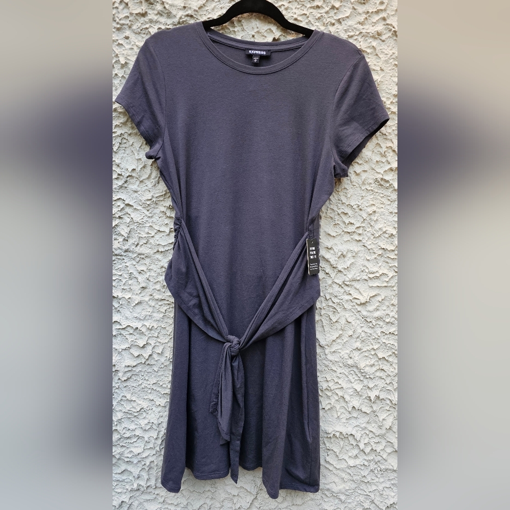 Express Dresses | Express Stretch Dark Gray Dress | Mini | Tie | NWT | M |